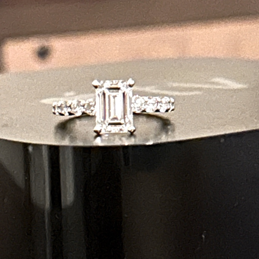 Certified lab grown emerald engagement ring